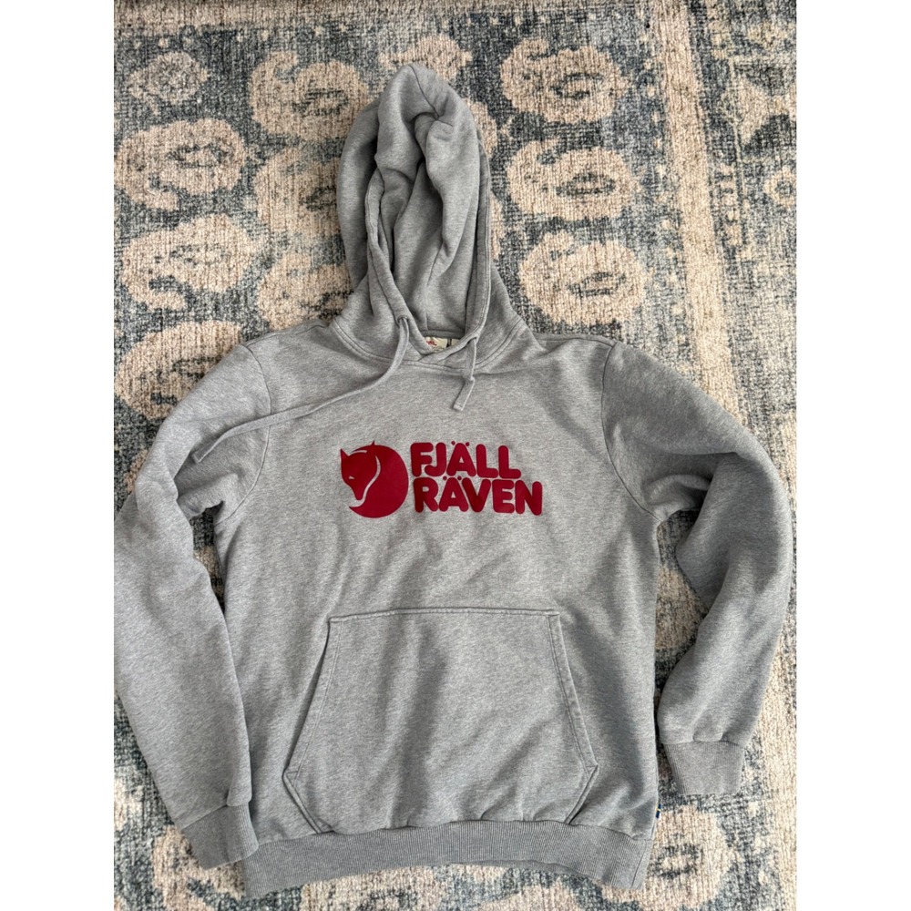 Fjallraven Logo Hoodie Grey Medium Excellent Condition